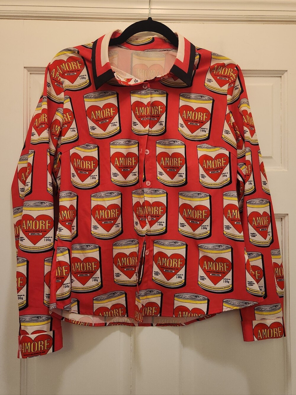 Dolce Italian Amore Designer Inspired Button Up Blouse Top L Maximalism